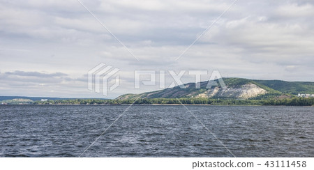 View of the Zhiguli mountains in the Samara region, Russia. Cloudy day, August 10, 2018 43111458
