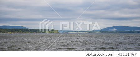 View of the Zhiguli mountains in the Samara region, Russia. Cloudy day, August 10, 2018 View of the Zhiguli mountains in the Samara region, Russia. Cloudy day, August 10, 2018 43111467