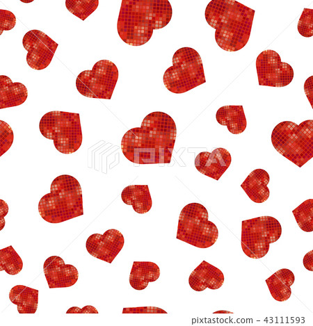Red Polygonal Heart Random Seamless Pattern Red Polygonal Heart Random Seamless Pattern 43111593
