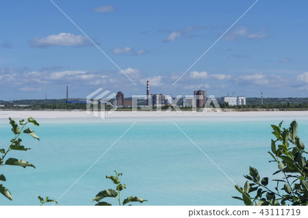 industrial tailing pond with blue water 43111719