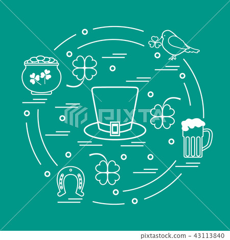 different symbols for St Patrick's Day arranged in 43113840
