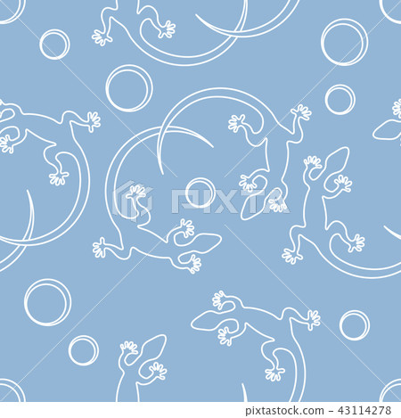 Cute seamless pattern with lizards and circles Cute seamless pattern with lizards and circles 43114278