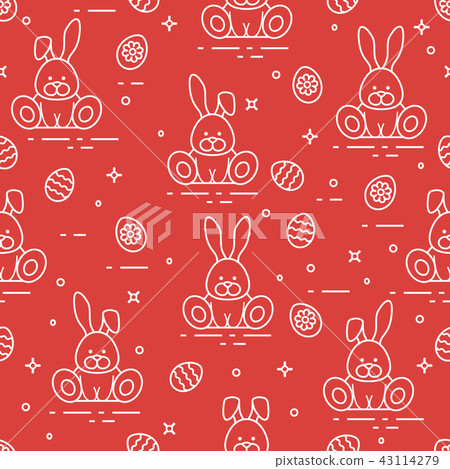 Pattern with Easter rabbits, decorated eggs Pattern with Easter rabbits, decorated eggs 43114279