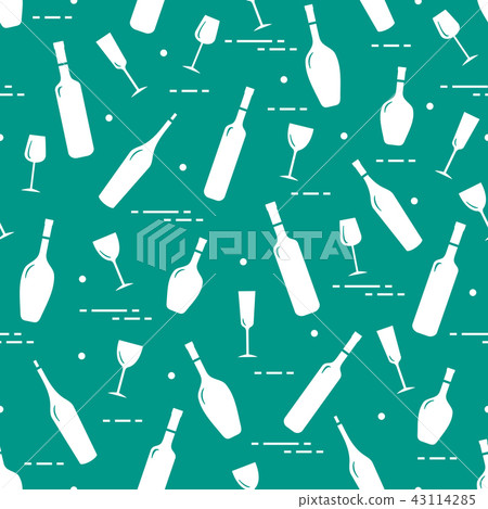 Pattern of wine glasses and bottles of wine Pattern of wine glasses and bottles of wine 43114285