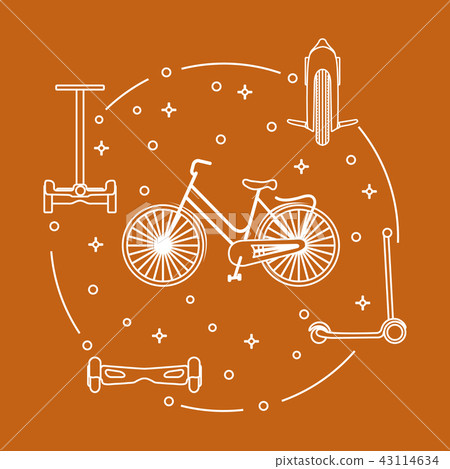 Bike, segway, mono-wheel, scooter, gyroscooter Bike, segway, mono-wheel, scooter, gyroscooter 43114634