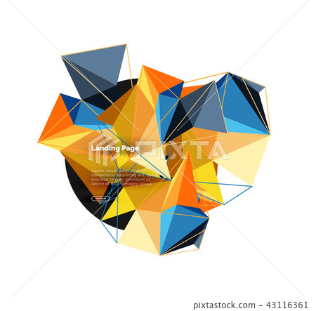 Polygonal geometric design, abstract shape made of triangles, trendy background 43116361