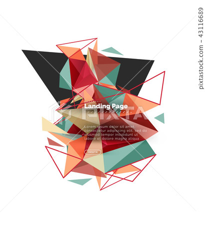 Triangular design abstract background, landing page. Low poly style colorful triangles on white Triangular design abstract background, landing page. Low poly style colorful triangles on white 43116689