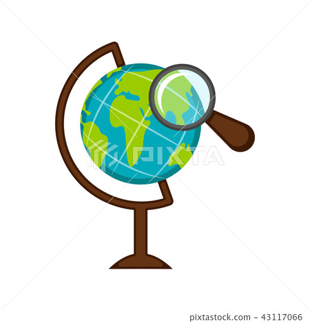 Earth globe with a magnifying glass icon 43117066