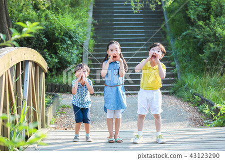 孩子們,三,喊,手 孩子們,三,喊,手 43123290