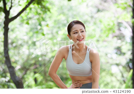 慢跑，運動，運動，年輕的女人 43124190
