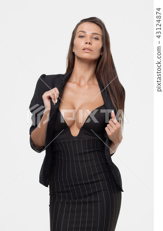 Passionate lady with deep neckline 43124874
