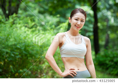 Jogging, exercise, sport, young woman 43125005