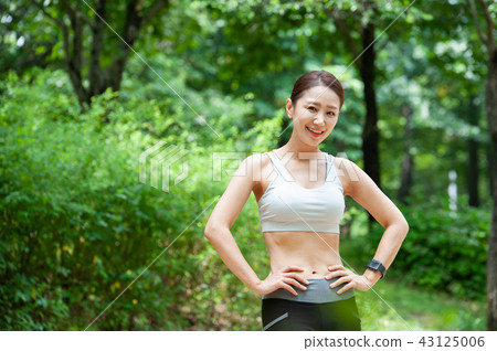 Jogging, exercise, sport, young woman 43125006