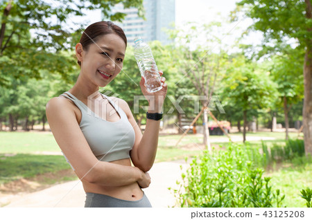 Jogging, exercise, sport, young woman 43125208