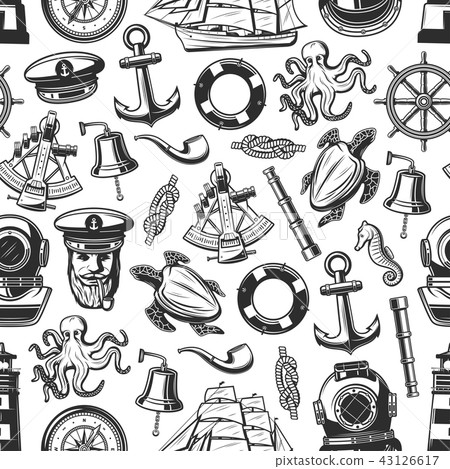 Marine nautical seamless pattern background 43126617