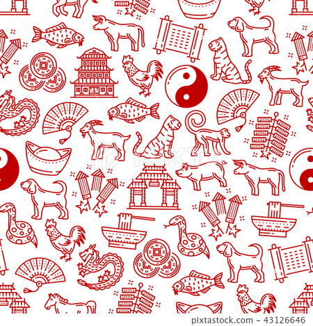 Chinese symbols seamless vector pattern Chinese symbols seamless vector pattern 43126646