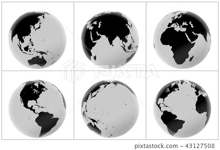 Earth set gray black frame - Stock Illustration [43127508] - PIXTA