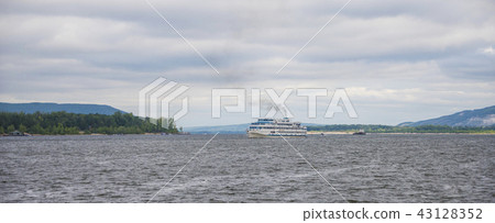 View of the Zhiguli mountains in the Samara region, Russia. Cloudy day, August 10, 2018 View of the Zhiguli mountains in the Samara region, Russia. Cloudy day, August 10, 2018 43128352