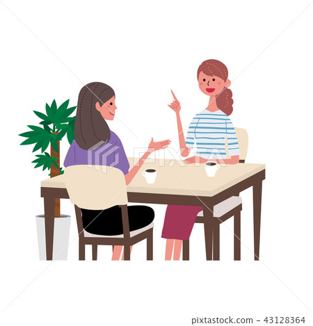 婦女的例證談話在咖啡館 43128364