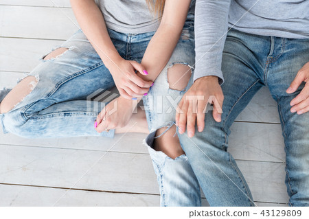 relaxed couple leisure man woman casual jeans relaxed couple leisure man woman casual jeans 43129809