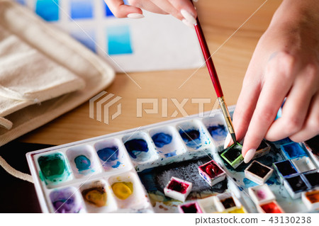 watercolor palette brush art tool instrument ink watercolor palette brush art tool instrument ink 43130238
