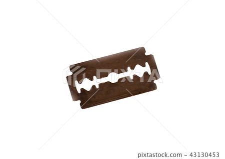 Red sharp blade for a razor on a white background 43130453