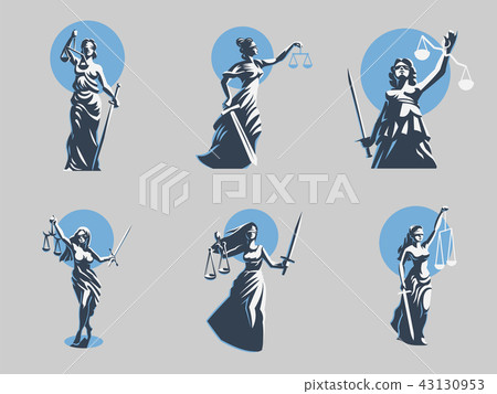 The goddess of justice Themis. Set. Vector. 43130953