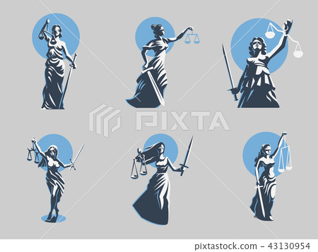 The goddess of justice Themis. Set. Vector. 43130954