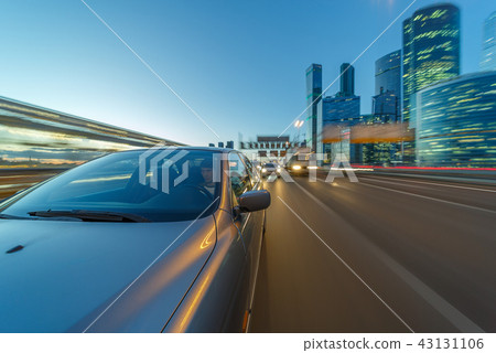 night city speed driving by car on highway 43131106