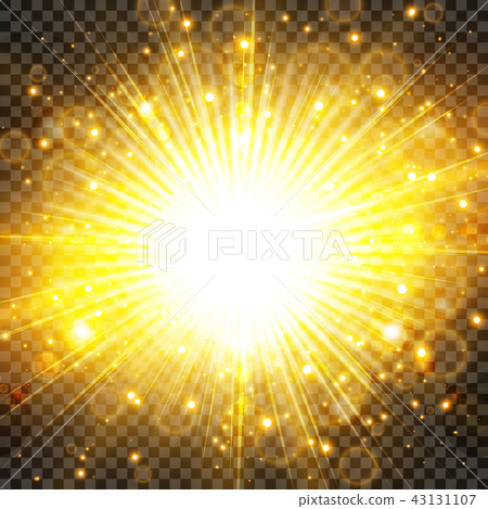 Sun light and sunburst glittering on transparency 43131107