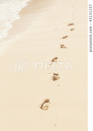 Imprint of human feet on the beach sand Imprint of human feet on the beach sand 43131157