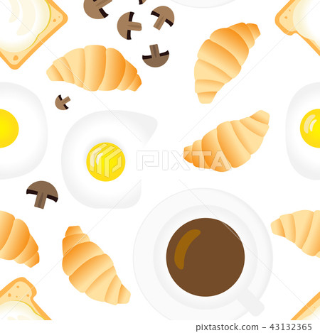 Breakfast Seamless Pattern in Flat Cartoon Style 43132365