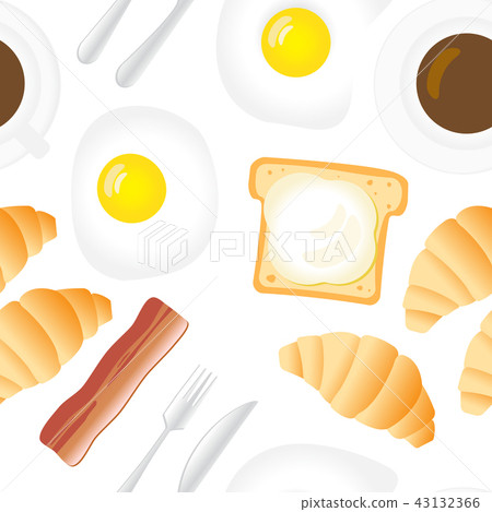 Breakfast Seamless Pattern in Flat Cartoon Style 43132366