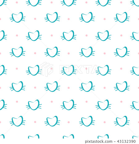 Hand Drawn Cats Vector Seamless Pattern - Stock Illustration [43132390 ...