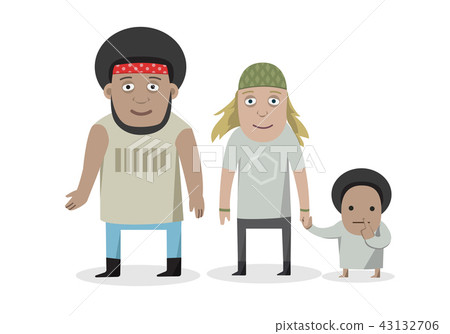 Happy family - cartoon people characters isolated illustration on white background. Smiling young Happy family - cartoon people characters isolated illustration on white background. Smiling young 43132706