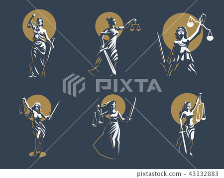 The goddess of justice Themis. Set. Vector. The goddess of justice Themis. Set. Vector. 43132883