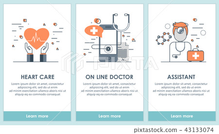 Flat design medical and pharmacy app screens 43133074