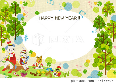 Cute New Year's Card template for Year of the Year Cute New Year's Card template for Year of the Year 43133697