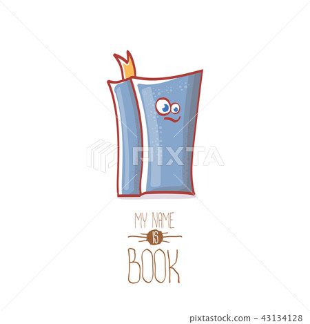 cute cartoon book character with eyes isolated on white background. My name is book vector concept 43134128