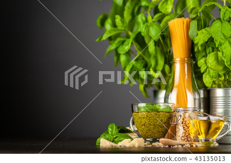 Pesto sauce in a bowl Pesto sauce in a bowl 43135013