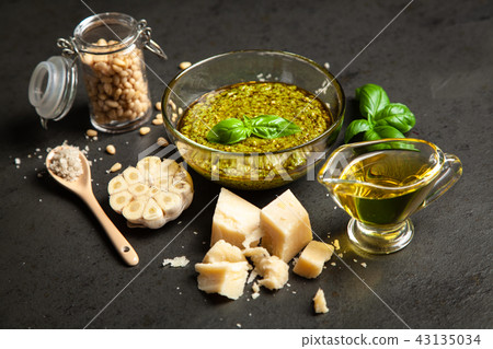 Pesto sauce in a bowl Pesto sauce in a bowl 43135034