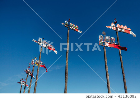 Wooden carved weather vanes in Nida, Lithuania 43136092