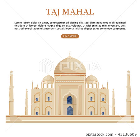 Taj Mahal India famous building attraction Vector 43136609