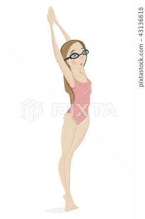 Girl swimmer in jumping pose Vector cartoon Girl swimmer in jumping pose Vector cartoon 43136618