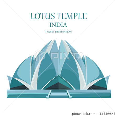 Lotus temple India Vector. Landmark attraction Lotus temple India Vector. Landmark attraction 43136621