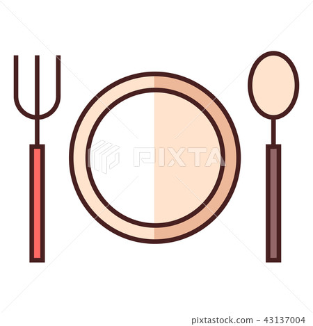 Dish spoon LineColor illustration Dish spoon LineColor illustration 43137004