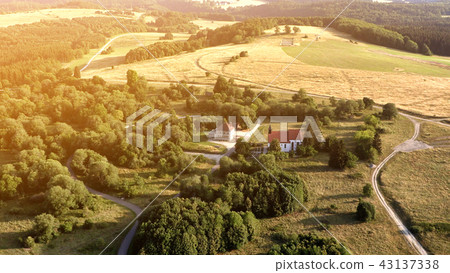 Roads leading through the forest, top view Roads leading through the forest, top view 43137338