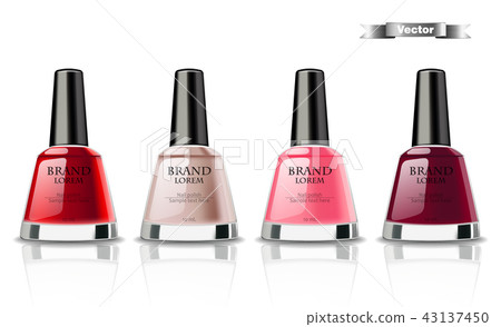 Nail polish set Vector realistic packaging. label Nail polish set Vector realistic packaging. label 43137450