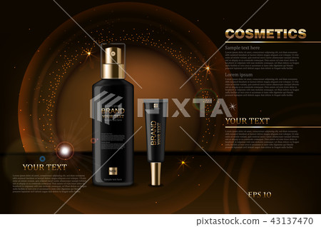 Black cosmetics bottles Vector realistic. Product 43137470