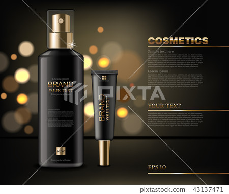 Black cosmetics bottles Vector realistic. Product 43137471